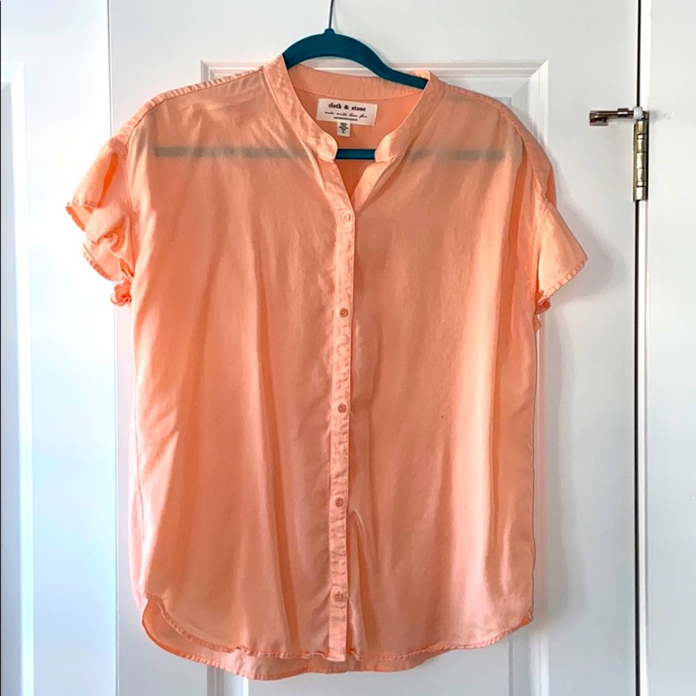 Anthropologie Peach Button-Up Blouse